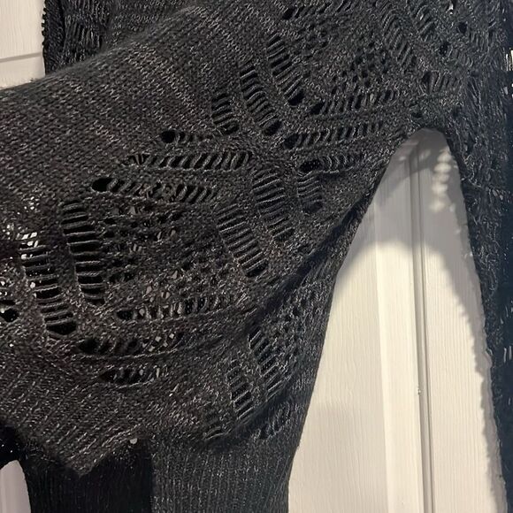 Anthropologie Staring at Stars heathered black Open Knit Sweater - Picture 3 of 6